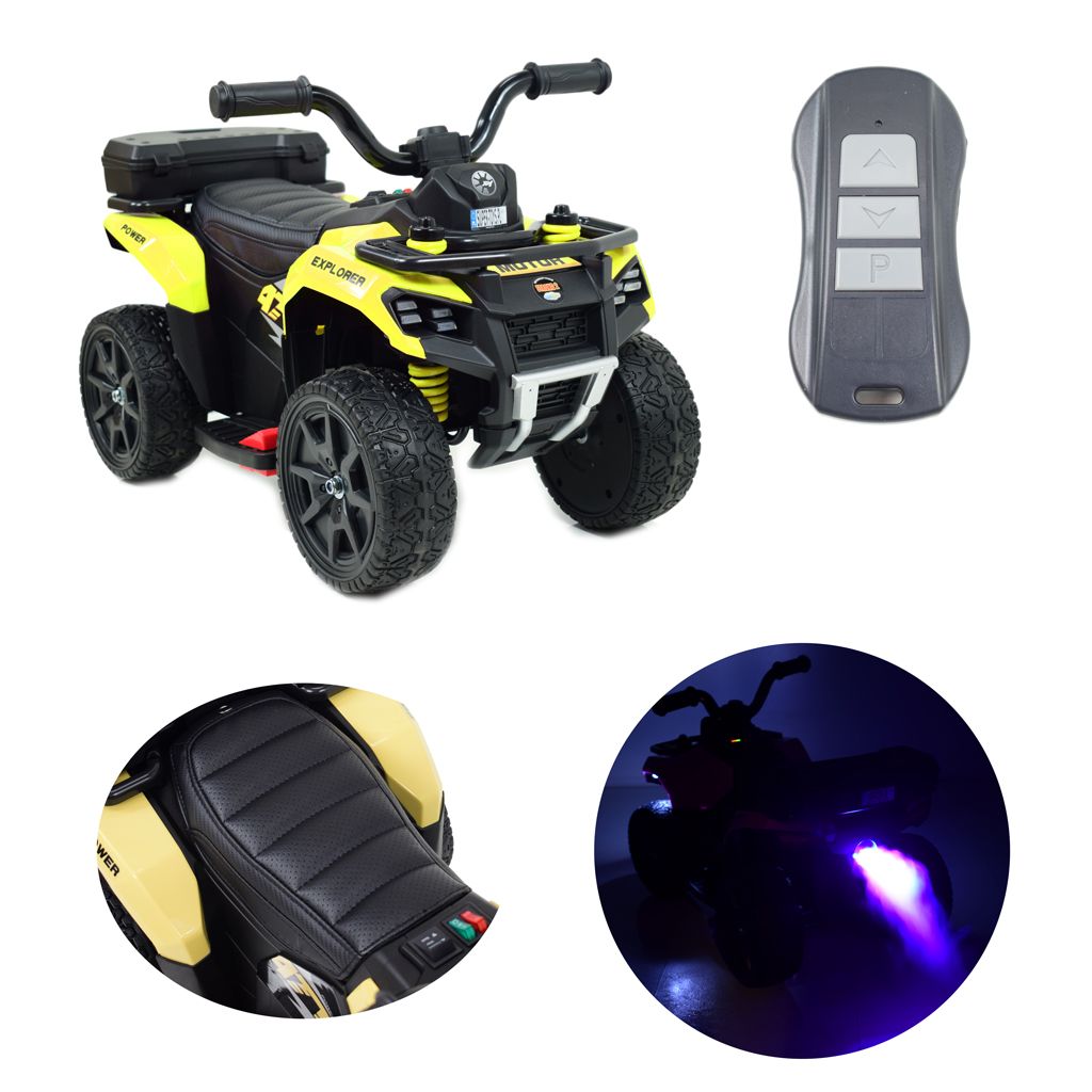 QUAD NA AKUMULATOR EXPLORER - PILOT, IMITACJA WYDECHU, MIĘKKIE KOŁA, SKÓRA/GTS1155 - obrazek 16