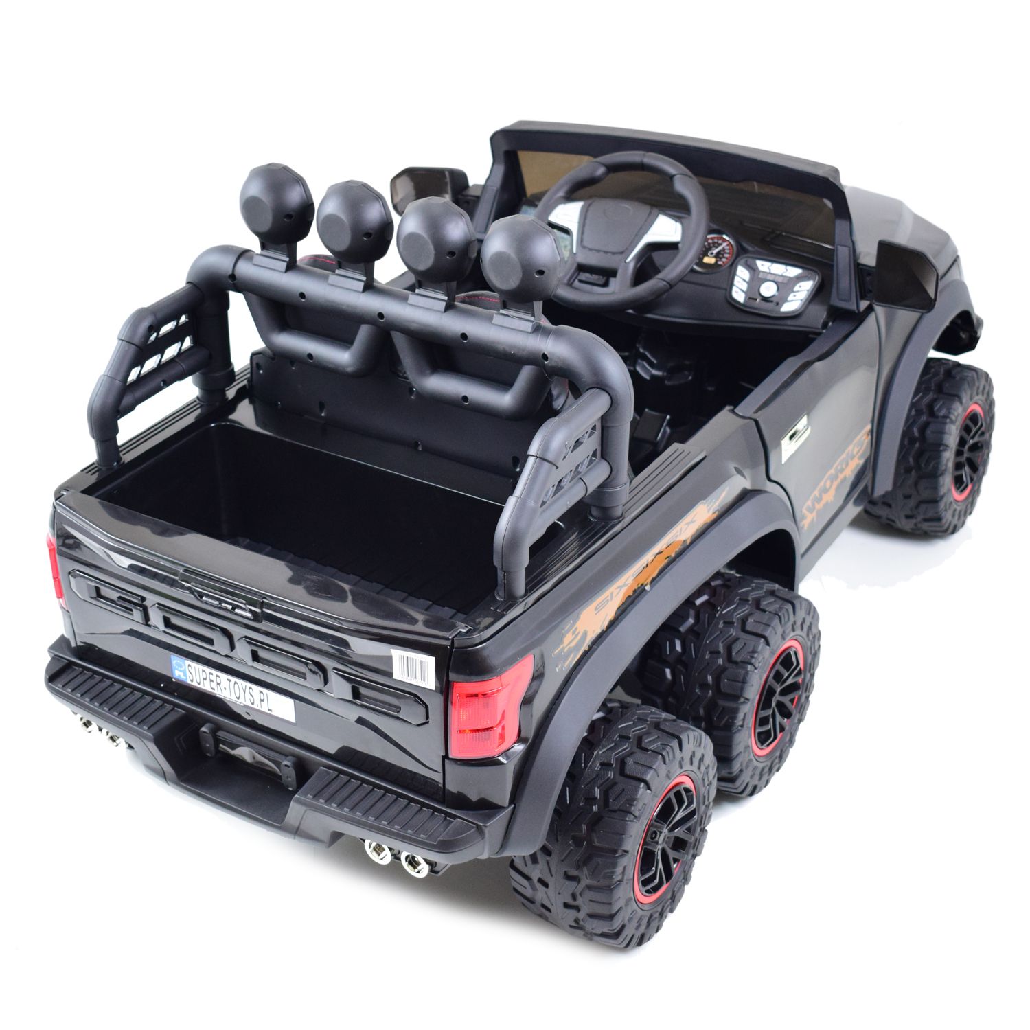 MEGA JEEP WORKS SIX 4X4, 2 X 12V MĘKKIE KOŁA, MIĘKKIE SIEDZENIE/JC003 - obrazek 9