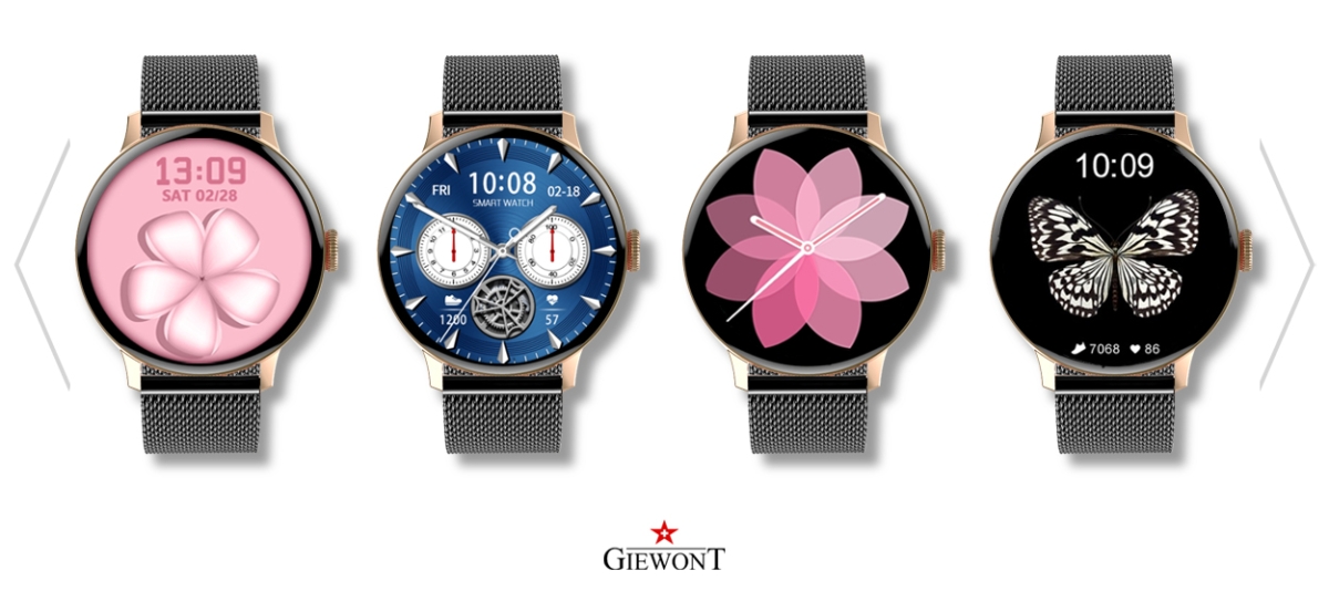 Smartwatch Damski GIEWONT Różowe Złoto Czarny GW330-4 - obrazek 4
