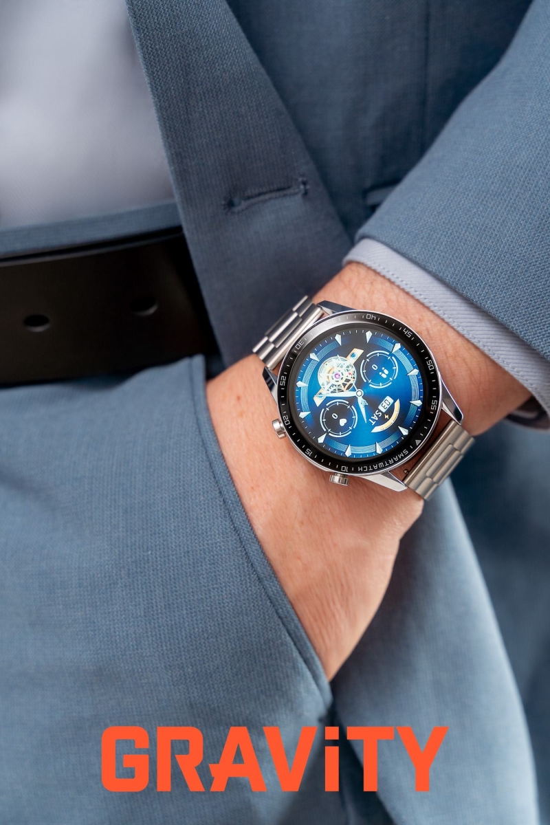 Smartwatch Gravity Srebrny Bransoleta + Pasek GT10-6 - obrazek 3