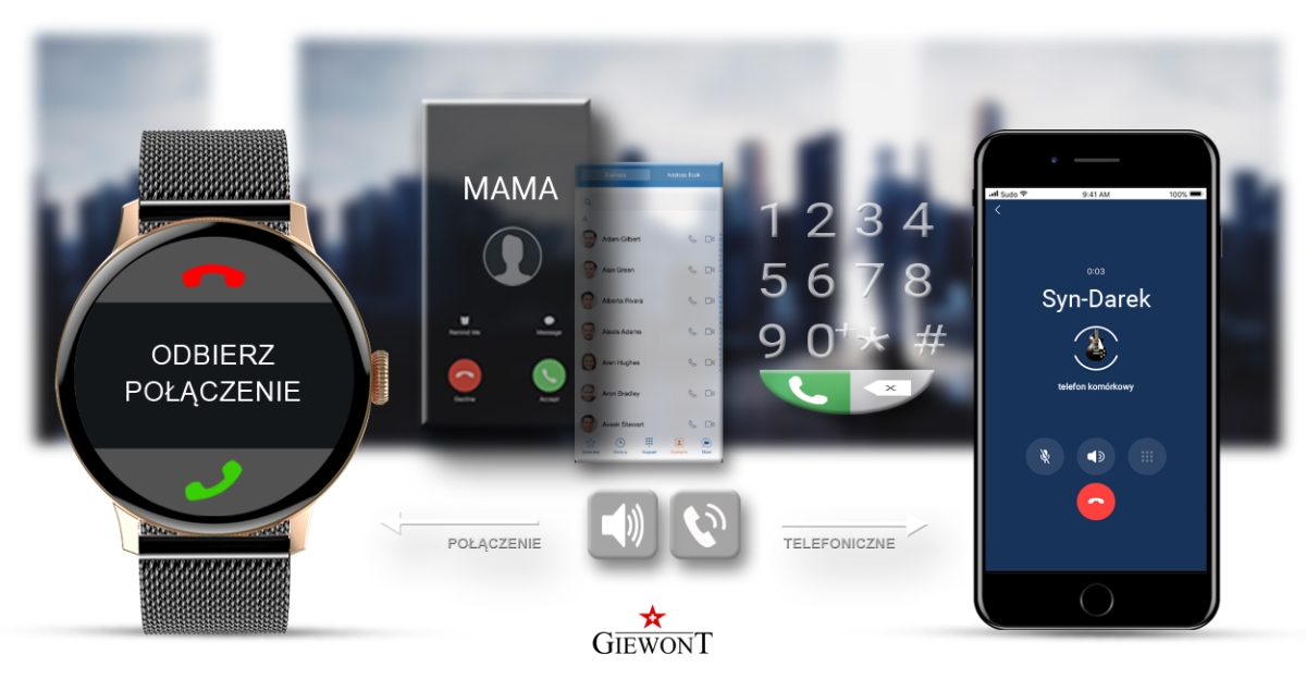 Smartwatch Damski GIEWONT Różowe Złoto Czarny GW330-4 - obrazek 6