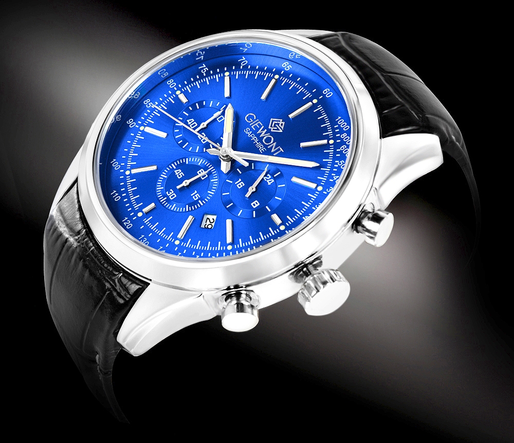 Zegarek Męski Giewont Chronograph Sapphire Srebrno Niebieski GW7650-A3 - obrazek 2