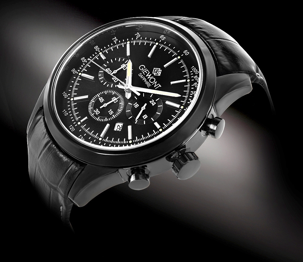 Zegarek Męski Giewont Chronograph Sapphire Czarny GW7650-A4 - obrazek 2
