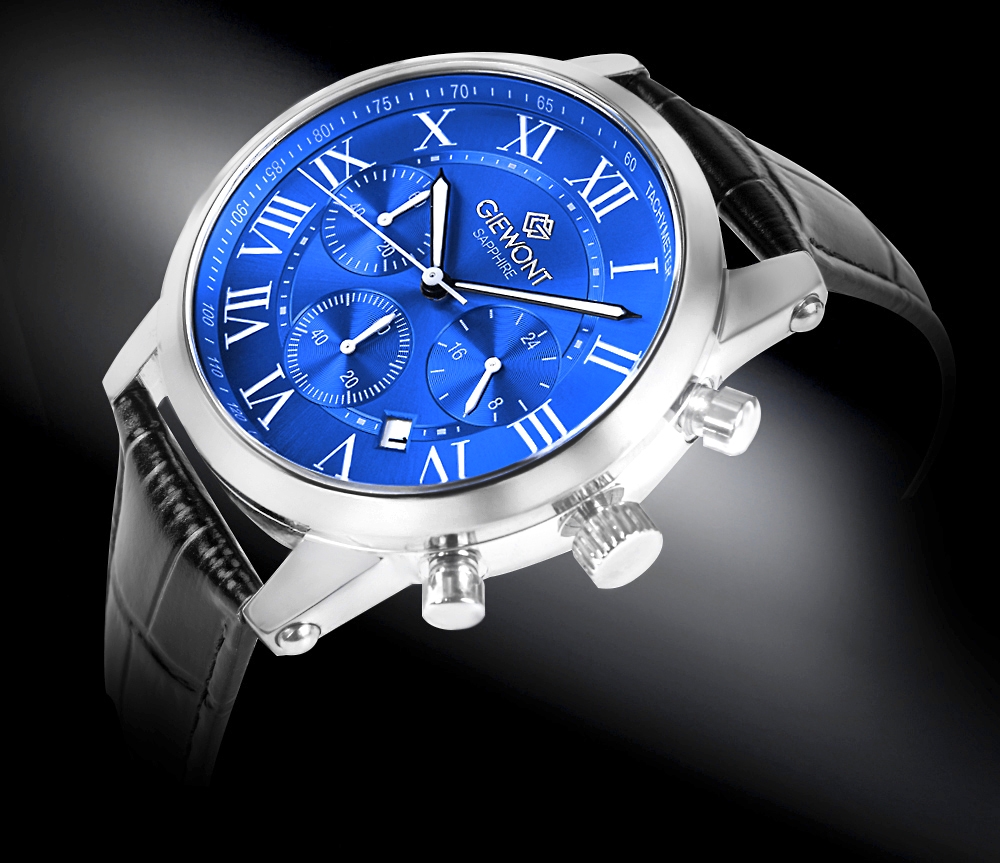 Zegarek Męski Giewont Chronograph Sapphire Srebrno Niebieski GW6260-A4 - obrazek 2