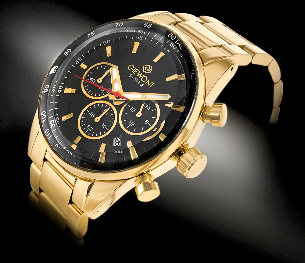 Zegarek Męski Giewont Chronograph Sapphire Złoto Czarny GW9140-B4 - obrazek 2