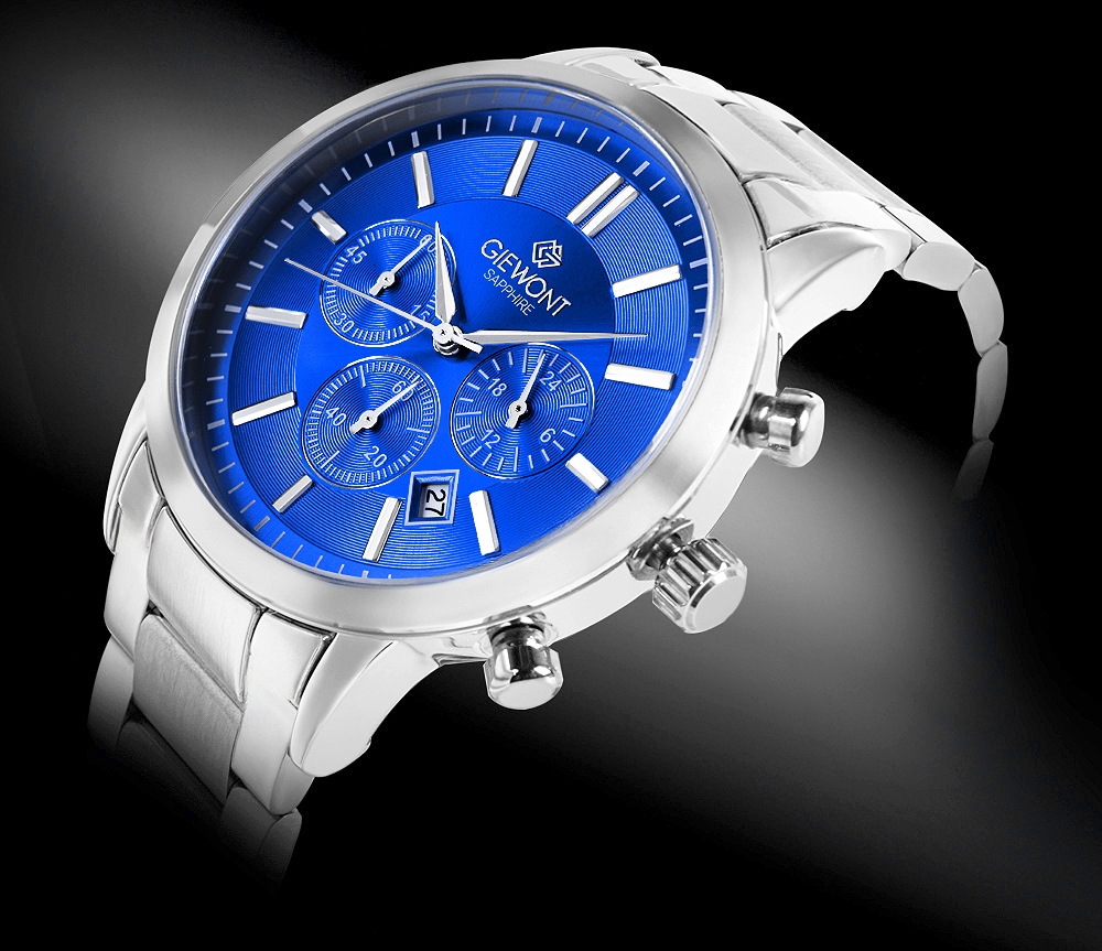 Zegarek Męski Giewont Chronograph Sapphire Srebrno Niebieski GW8510-B3 - obrazek 2
