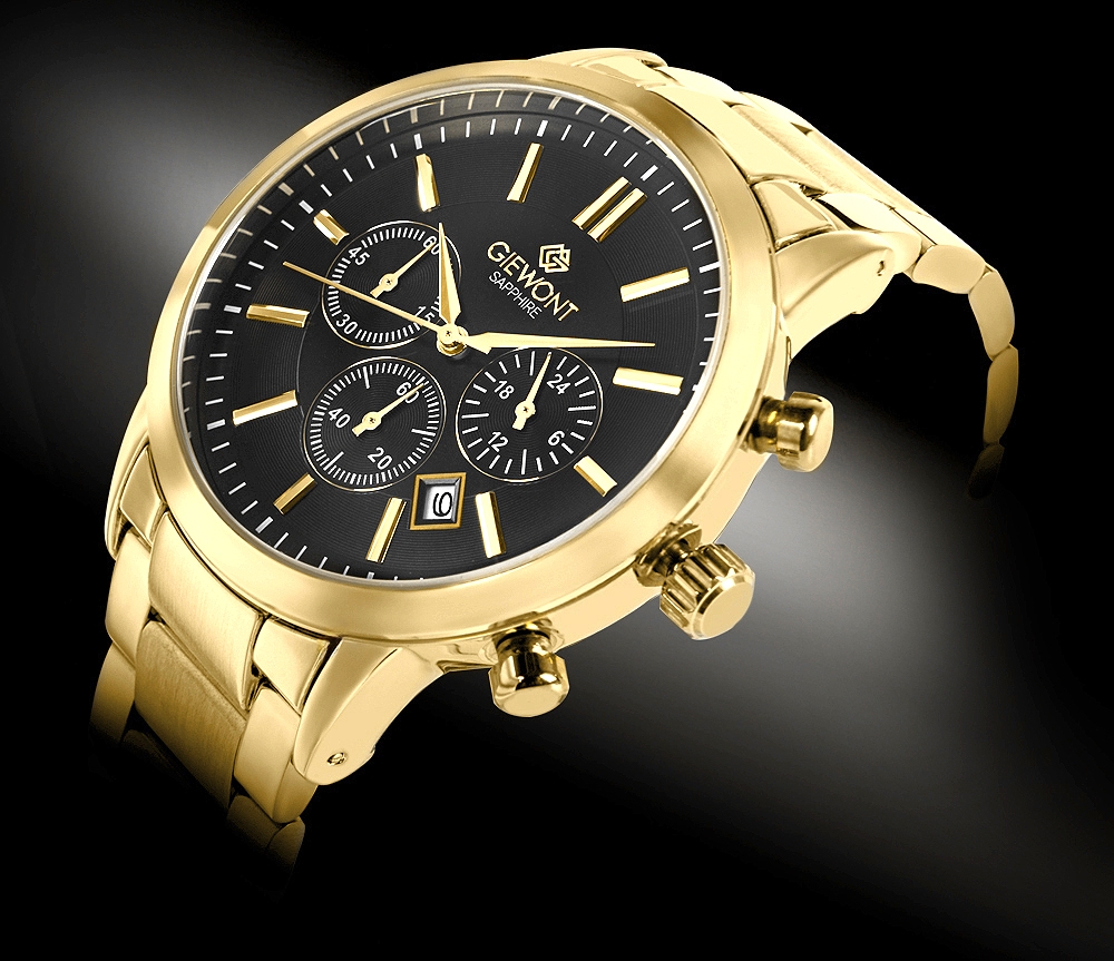 Zegarek Męski Giewont Chronograph Sapphire Złoto Czarny GW8510-B5 - obrazek 2