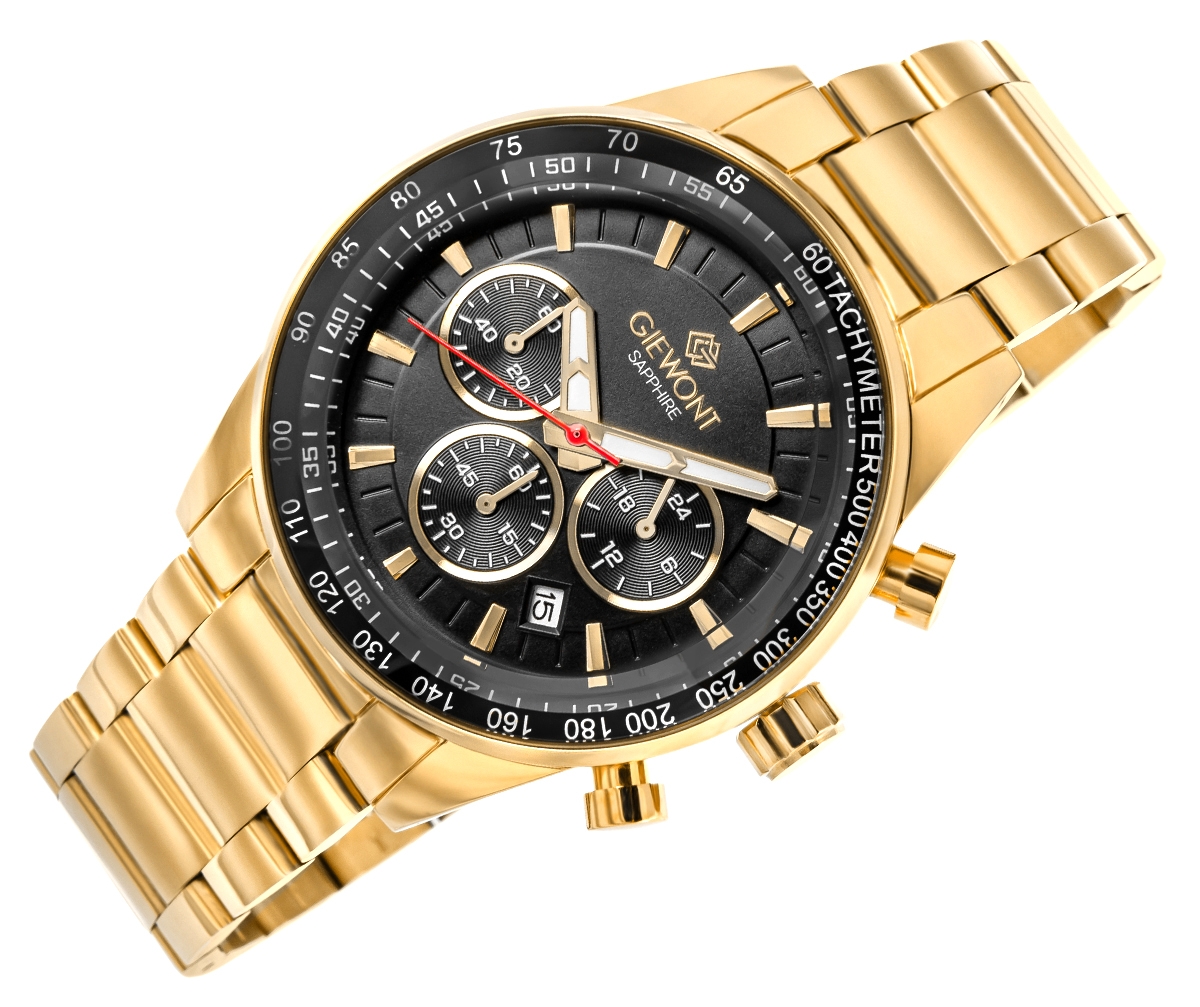 Zegarek Męski Giewont Chronograph Sapphire Złoto Czarny GW9140-B4 - obrazek 3