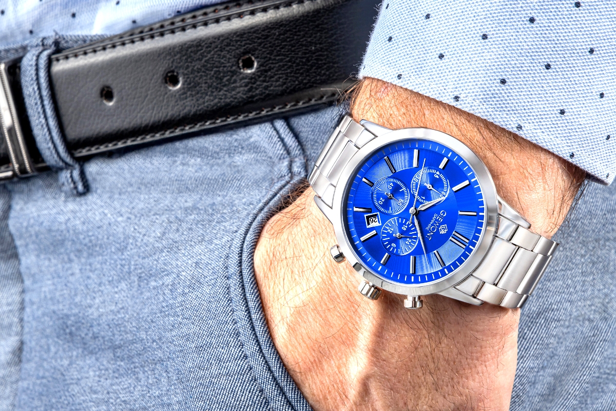 Zegarek Męski Giewont Chronograph Sapphire Srebrno Niebieski GW8510-B3 - obrazek 4