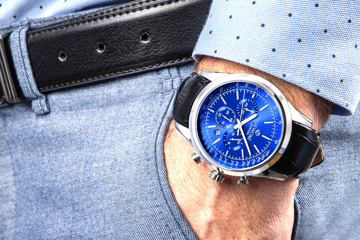 Zegarek Męski Giewont Chronograph Sapphire Srebrno Niebieski GW7650-A3 - obrazek 4