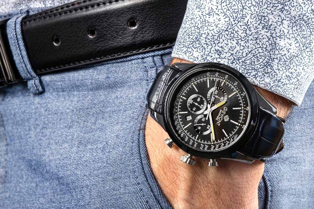 Zegarek Męski Giewont Chronograph Sapphire Czarny GW7650-A4 - obrazek 4