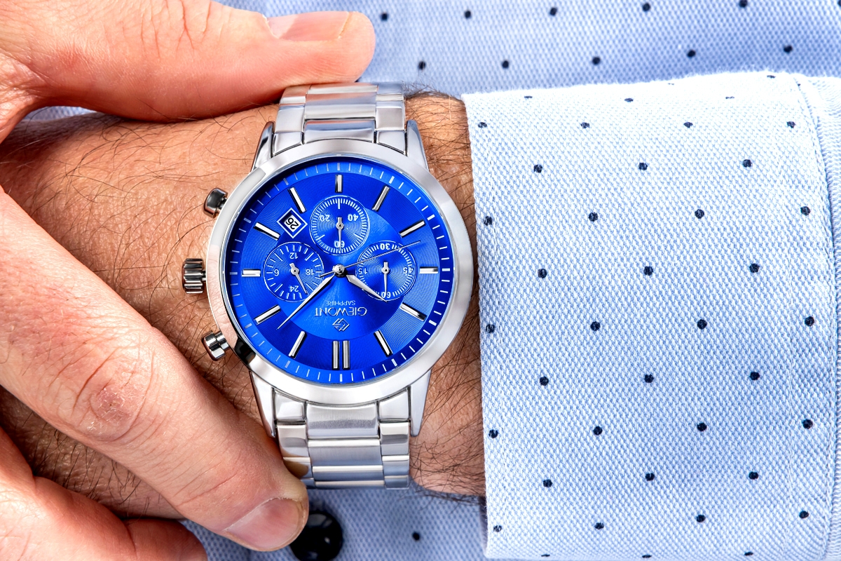 Zegarek Męski Giewont Chronograph Sapphire Srebrno Niebieski GW8510-B3 - obrazek 5