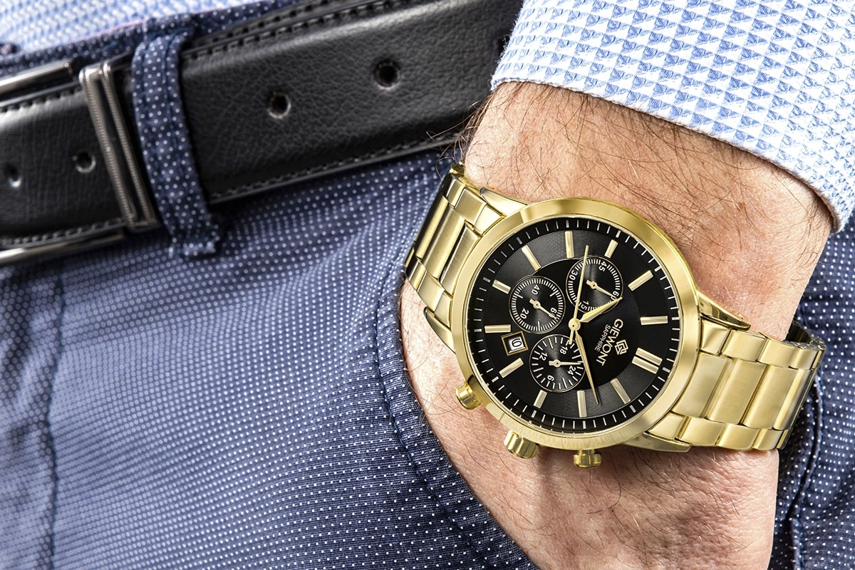 Zegarek Męski Giewont Chronograph Sapphire Złoto Czarny GW8510-B5 - obrazek 4
