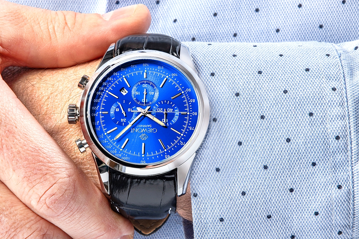 Zegarek Męski Giewont Chronograph Sapphire Srebrno Niebieski GW7650-A3 - obrazek 5