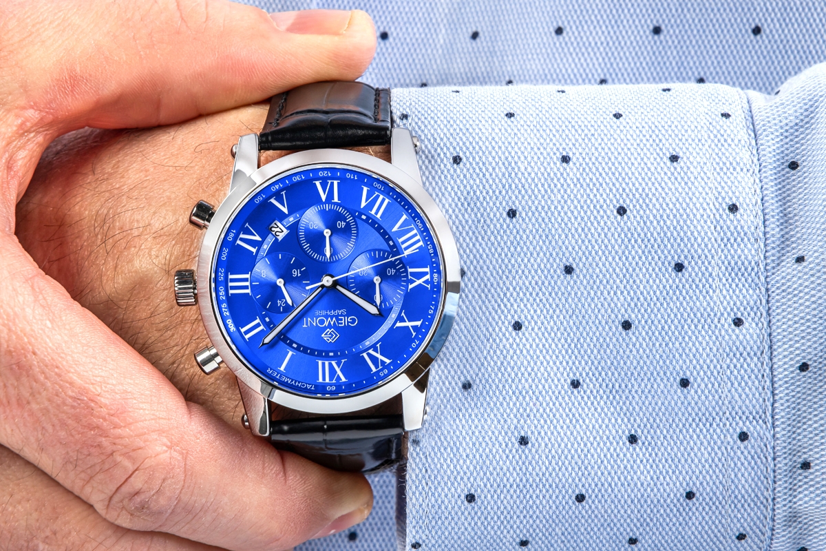 Zegarek Męski Giewont Chronograph Sapphire Srebrno Niebieski GW6260-A4 - obrazek 5