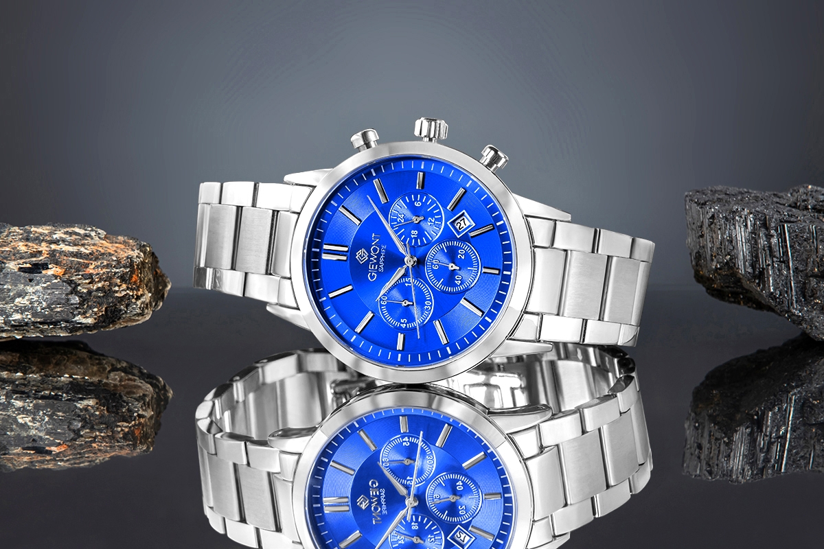 Zegarek Męski Giewont Chronograph Sapphire Srebrno Niebieski GW8510-B3 - obrazek 6