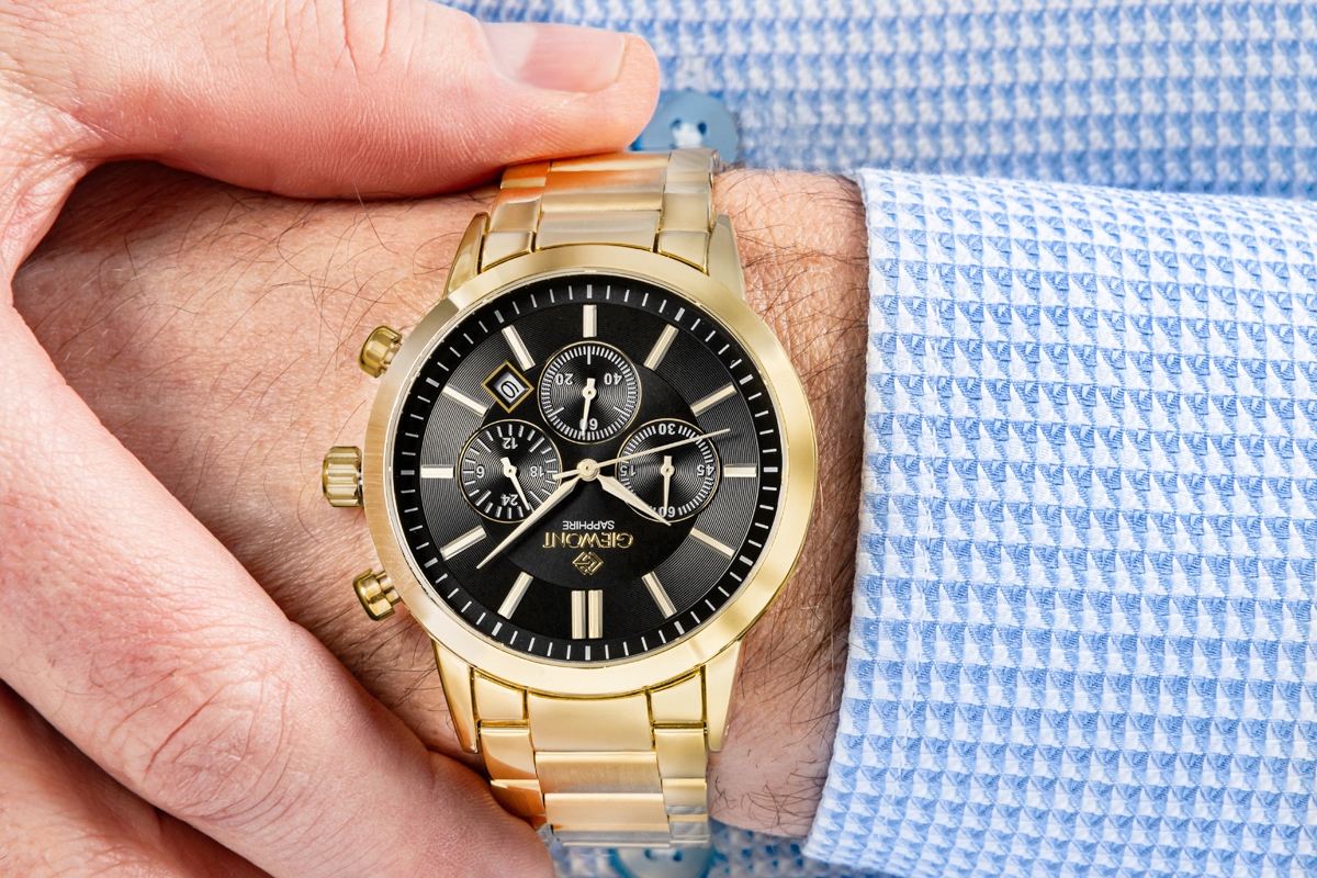 Zegarek Męski Giewont Chronograph Sapphire Złoto Czarny GW8510-B5 - obrazek 5
