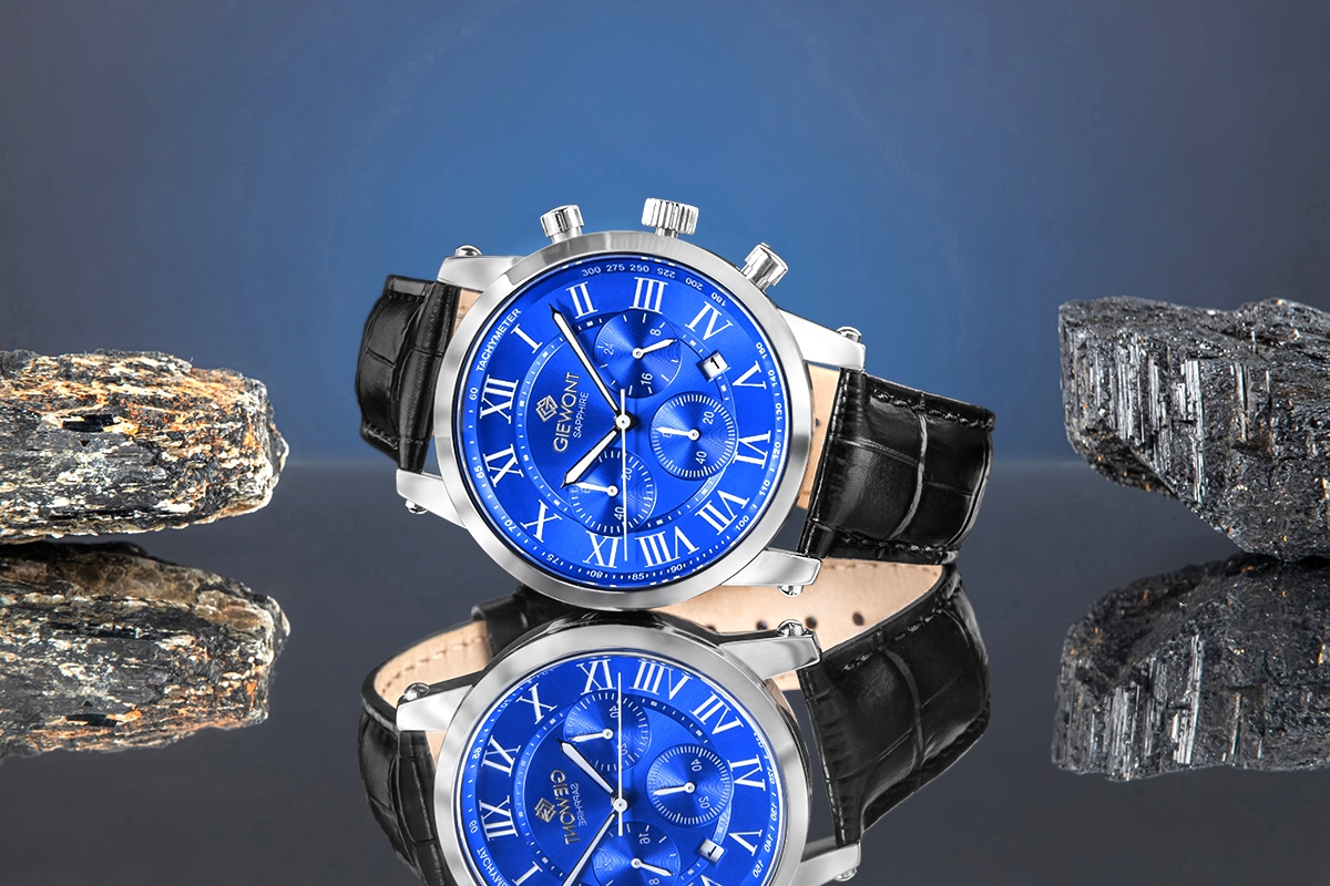 Zegarek Męski Giewont Chronograph Sapphire Srebrno Niebieski GW6260-A4 - obrazek 6
