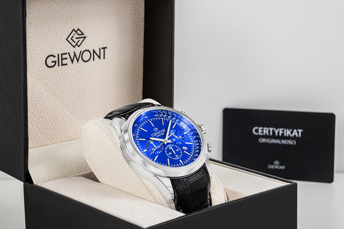 Zegarek Męski Giewont Chronograph Sapphire Srebrno Niebieski GW7650-A3 - obrazek 8