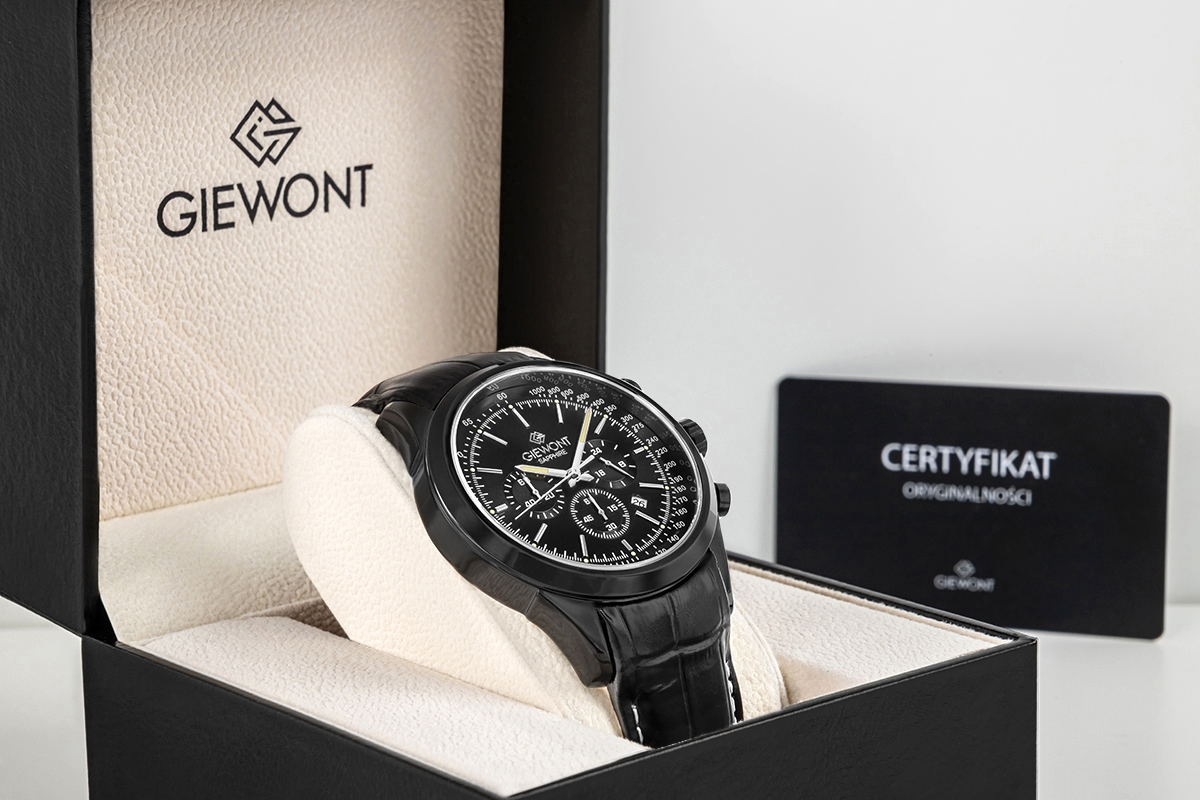 Zegarek Męski Giewont Chronograph Sapphire Czarny GW7650-A4 - obrazek 8