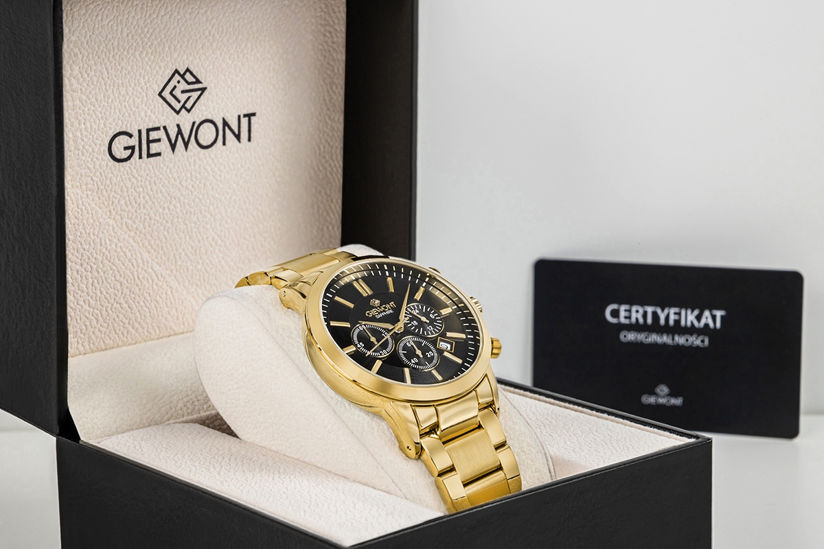 Zegarek Męski Giewont Chronograph Sapphire Złoto Czarny GW8510-B5 - obrazek 8