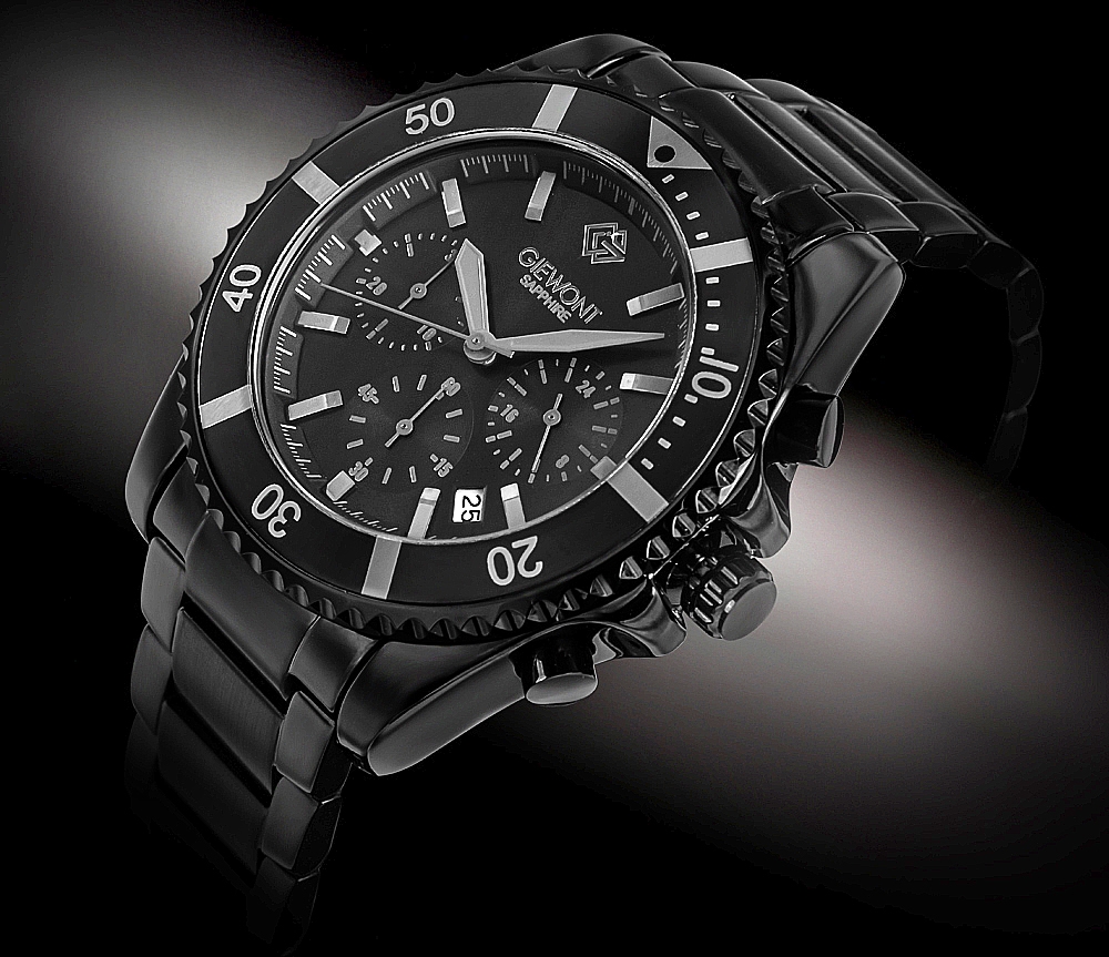 Zegarek Męski Giewont Chronograph Sapphire Czarno Tytanowy GW3970-B1 - obrazek 2