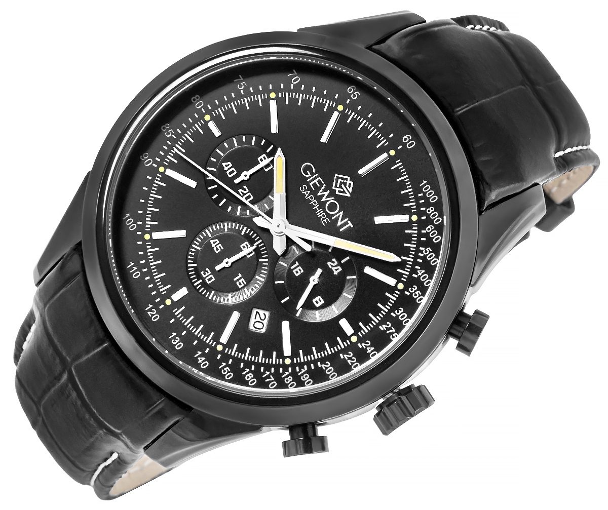 Zegarek Męski Giewont Chronograph Sapphire Czarny GW7650-A4 - obrazek 3