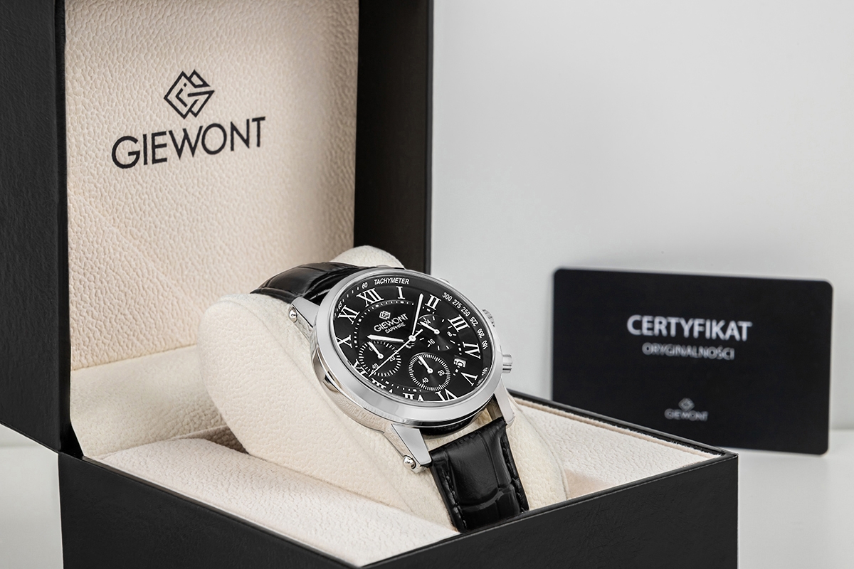 Zegarek Męski Giewont Chronograph Sapphire Srebrno Czarny GW6260-A2 - obrazek 8