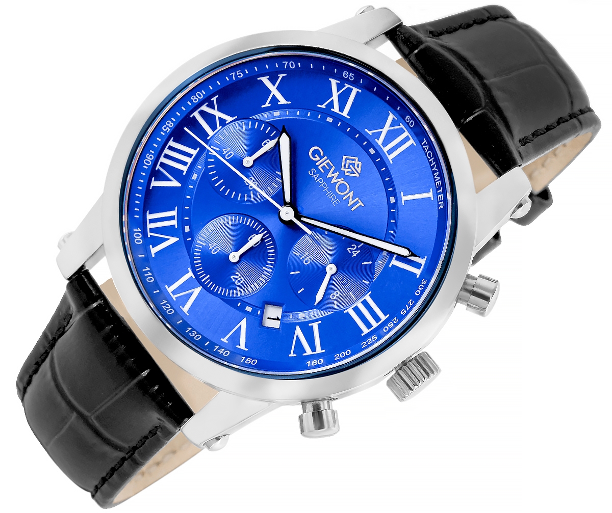 Zegarek Męski Giewont Chronograph Sapphire Srebrno Niebieski GW6260-A4 - obrazek 3