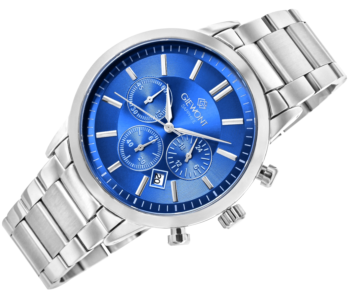 Zegarek Męski Giewont Chronograph Sapphire Srebrno Niebieski GW8510-B3 - obrazek 3