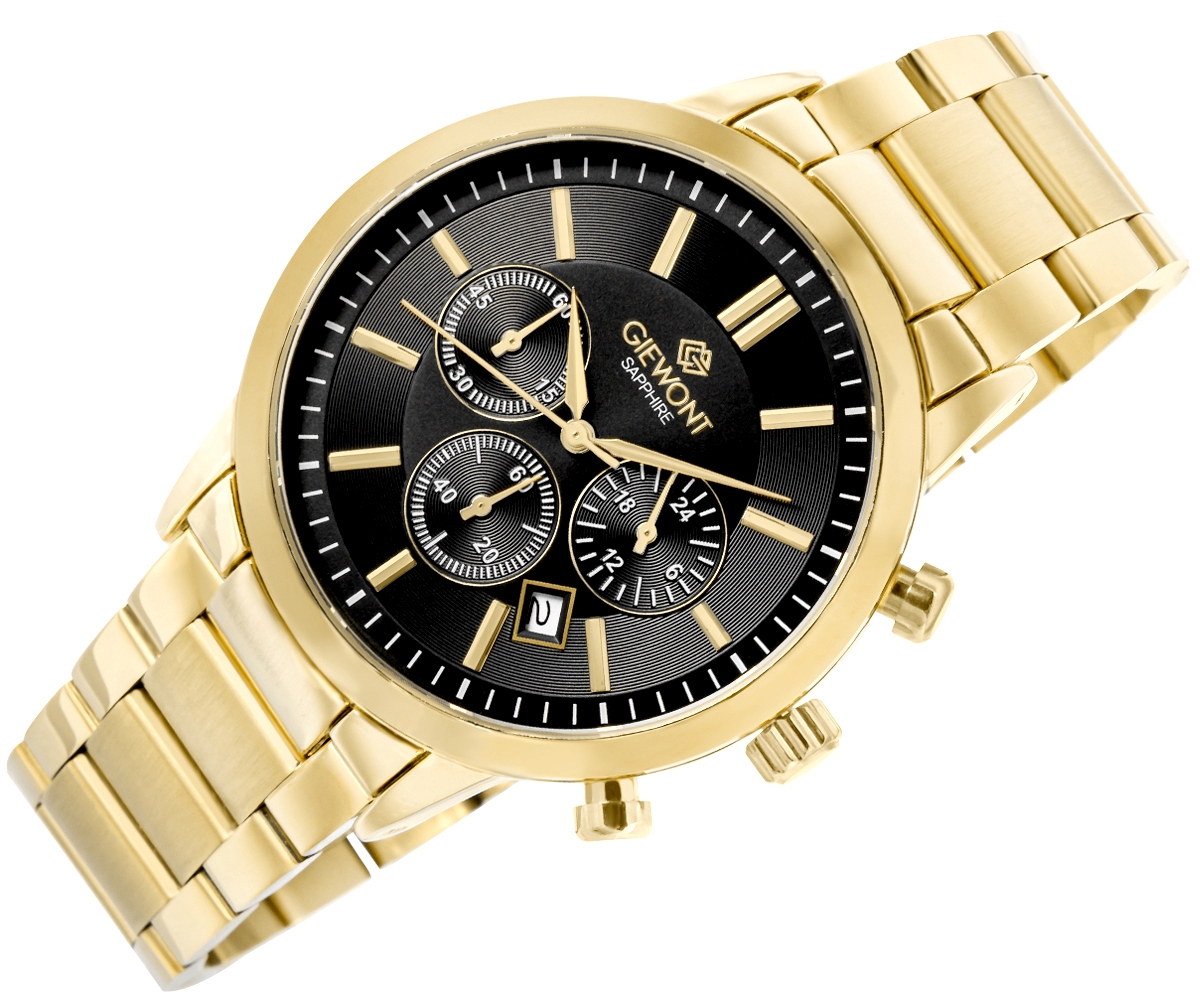 Zegarek Męski Giewont Chronograph Sapphire Złoto Czarny GW8510-B5 - obrazek 3