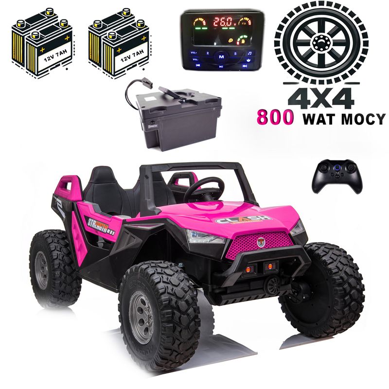 MEGA BUGGY CLASH DLA 2 DZIECI, 4 SILNIKI, 24V, MIĘKKIE PRZESUWANE SIEDZENIE, MIĘKKIE KOŁA, WALIZKA NA AKUMULATOR/SX-1928 - obrazek 19