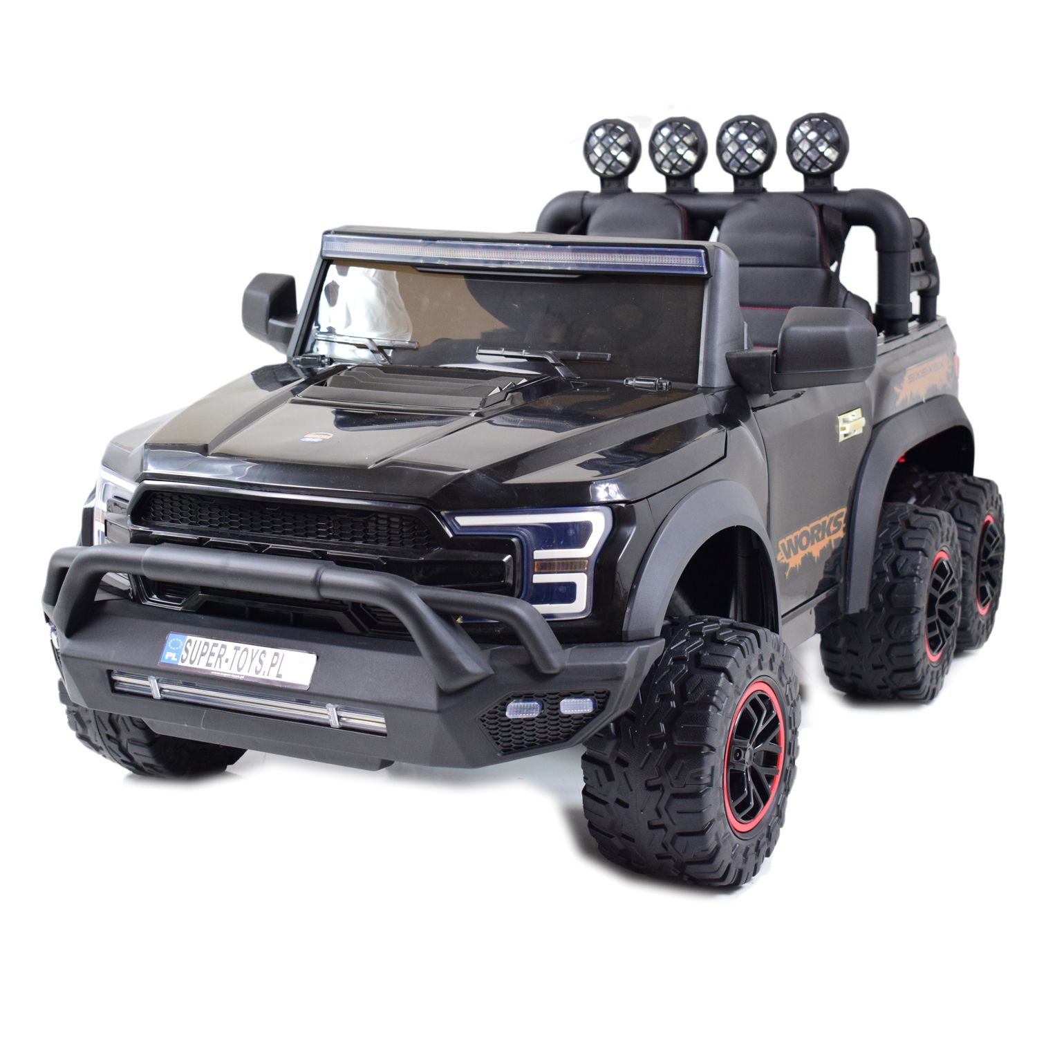 MEGA JEEP WORKS SIX 4X4, 2 X 12V MĘKKIE KOŁA, MIĘKKIE SIEDZENIE/JC003 - obrazek 10