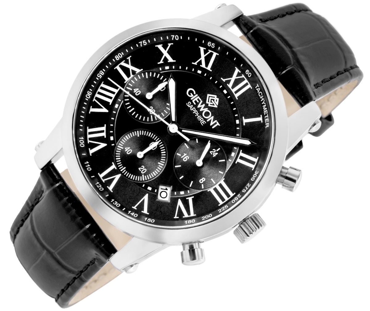 Zegarek Męski Giewont Chronograph Sapphire Srebrno Czarny GW6260-A2 - obrazek 3