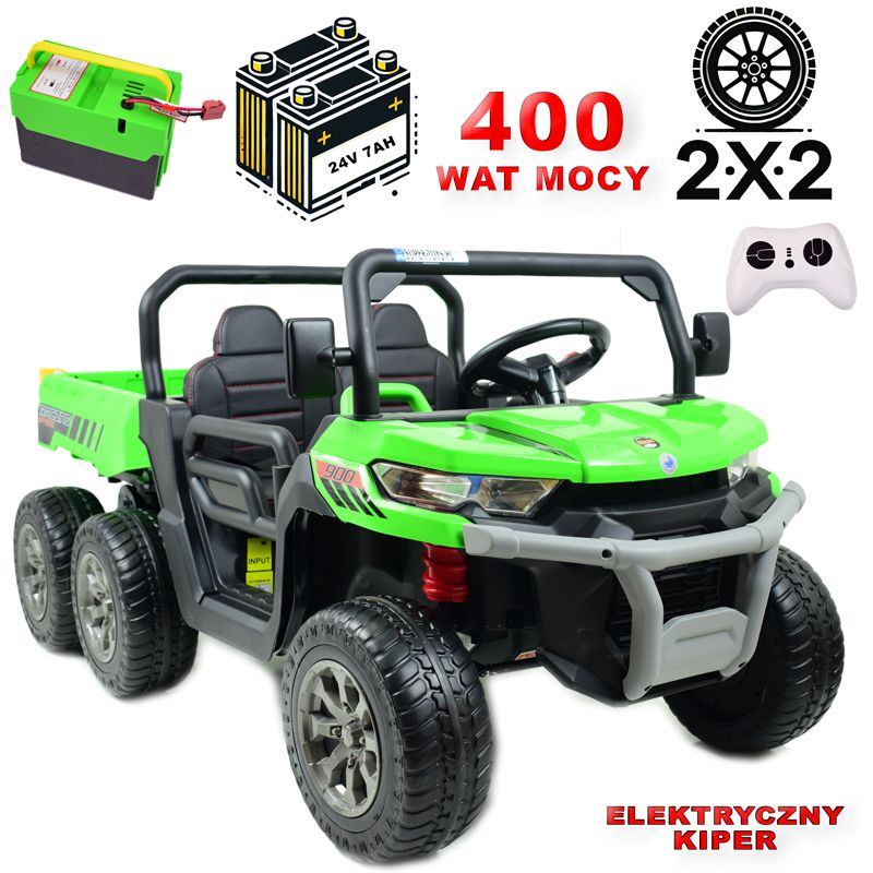 BUGGY 6 KOŁOWY DLA 2 DZIECI, ELEKTRYCZNA WYWROTKA, MIĘKKIE KOŁA, MIĘKKIE SIEDZENIE, 400 WAT/XMX623B - obrazek 12