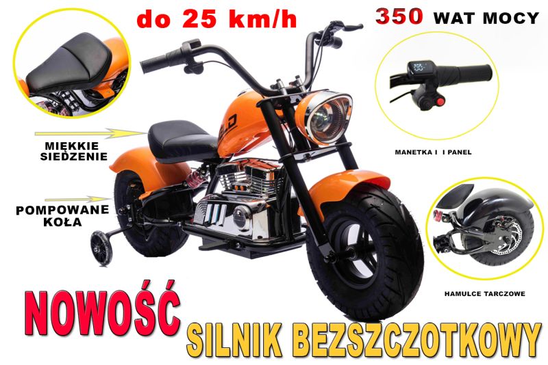 MOTOR CHOPPER "HELD", POMPOWANE KOŁA DO 25 KM/H, PODŚWIETLANY SILNIK/XB1058 - obrazek 9