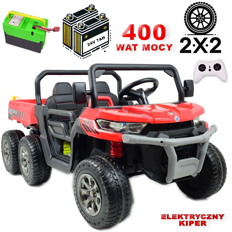 BUGGY 6 KOŁOWY DLA 2 DZIECI, ELEKTRYCZNA WYWROTKA, MIĘKKIE KOŁA, MIĘKKIE SIEDZENIE, 400 WAT/XMX623B - obrazek 3