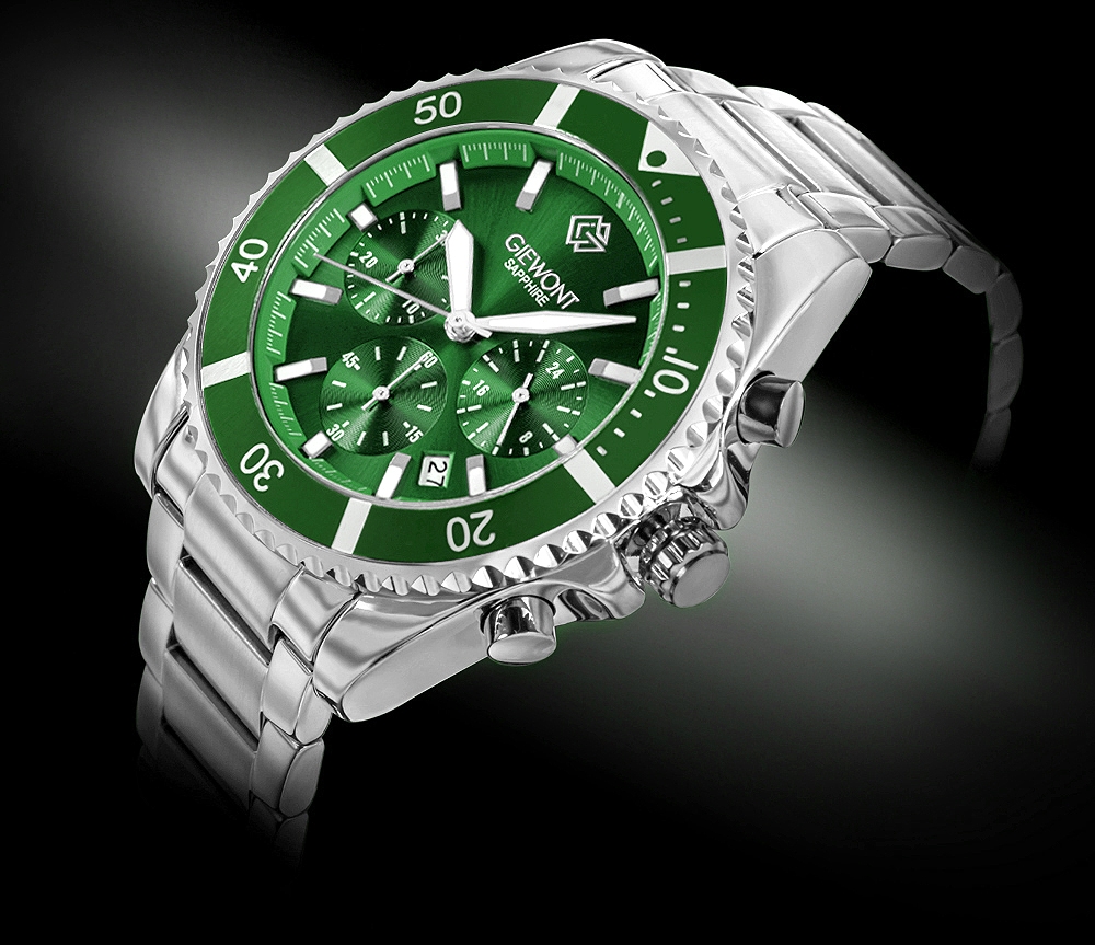 Zegarek Męski Giewont Chronograph Sapphire Srebrno Zielony GW3970-B8 - obrazek 2