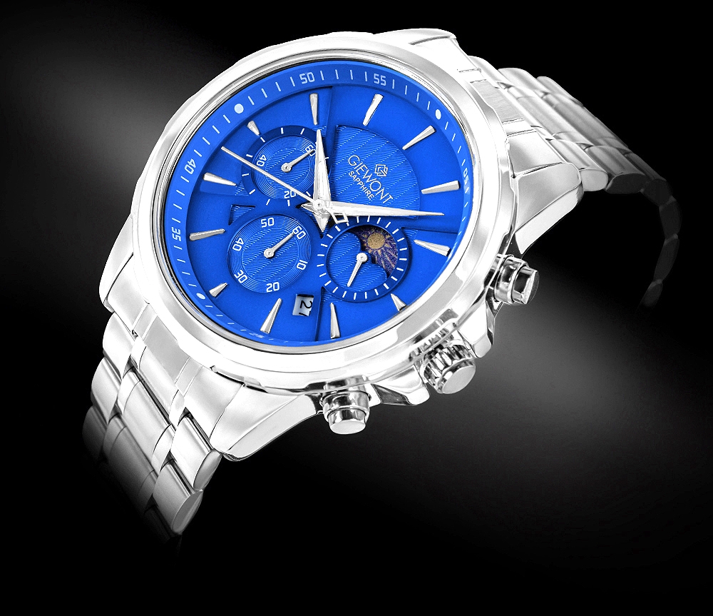 Zegarek Męski Giewont Chronograph Sapphire Srebrno Niebieski GW9460-B3 - obrazek 2
