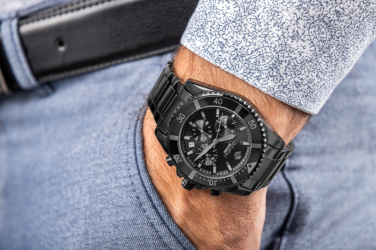 Zegarek Męski Giewont Chronograph Sapphire Czarno Tytanowy GW3970-B1 - obrazek 4