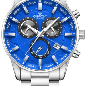 Zegarek Męski Giewont Chronograph Sapphire Srebrno Niebieski GW4580-B3