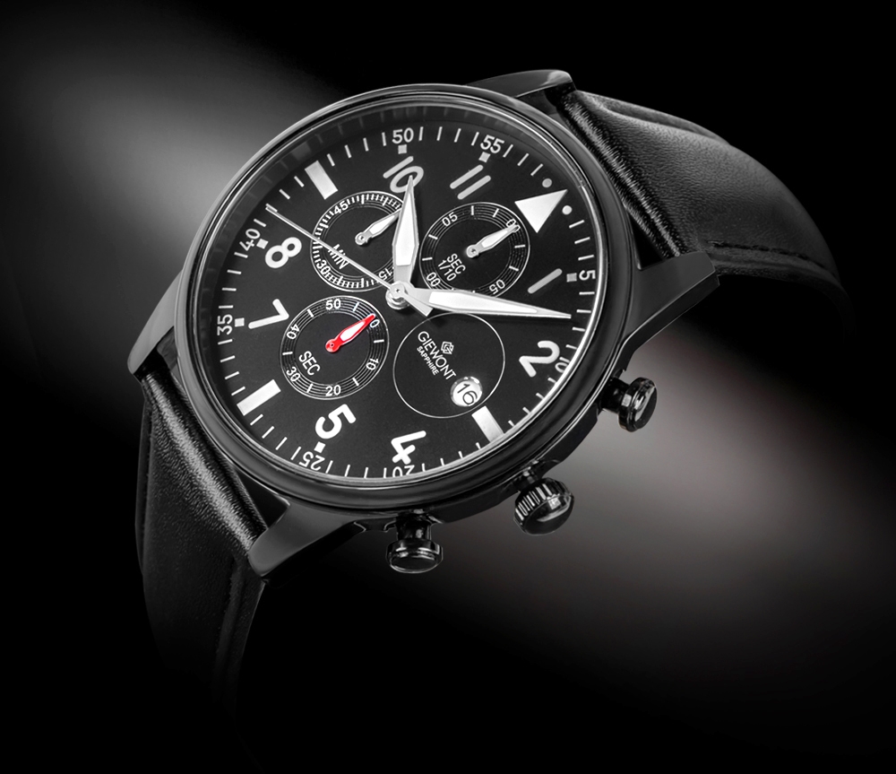Zegarek Męski Giewont Chronograph Sapphire Czarny GW5630-A1 - obrazek 2