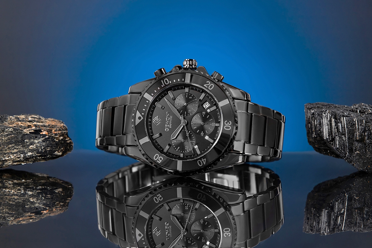 Zegarek Męski Giewont Chronograph Sapphire Czarno Tytanowy GW3970-B1 - obrazek 5