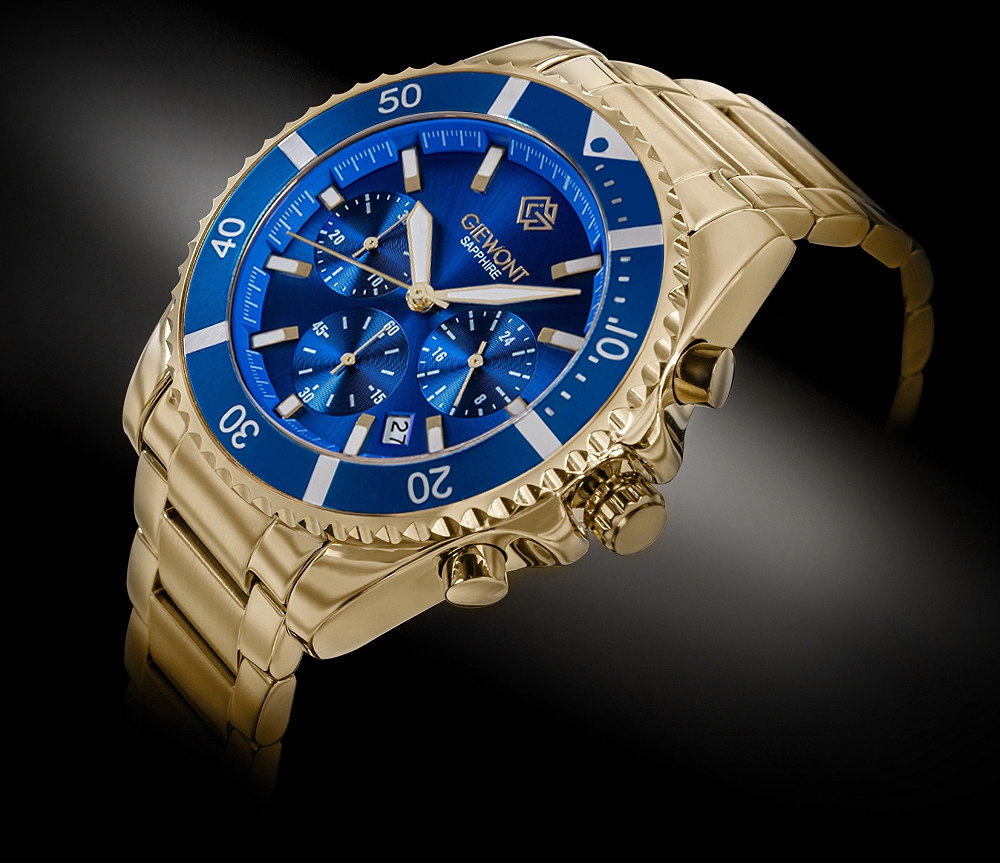 Zegarek Męski Giewont Chronograph Sapphire Złoto Niebieski GW3970-B6 - obrazek 2