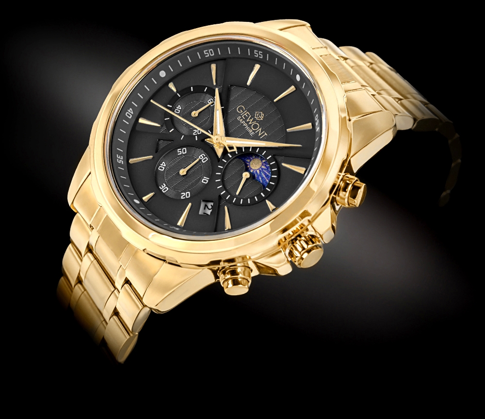 Zegarek Męski Giewont Chronograph Sapphire Złoto Czarny GW9460-B4 - obrazek 2