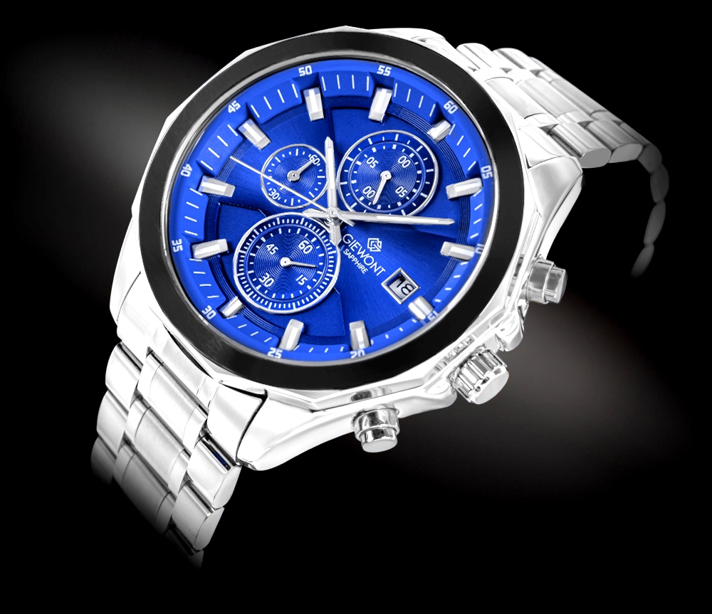Zegarek Męski Giewont Chronograph Sapphire Srebrno Niebieski GW7290-B3 - obrazek 2