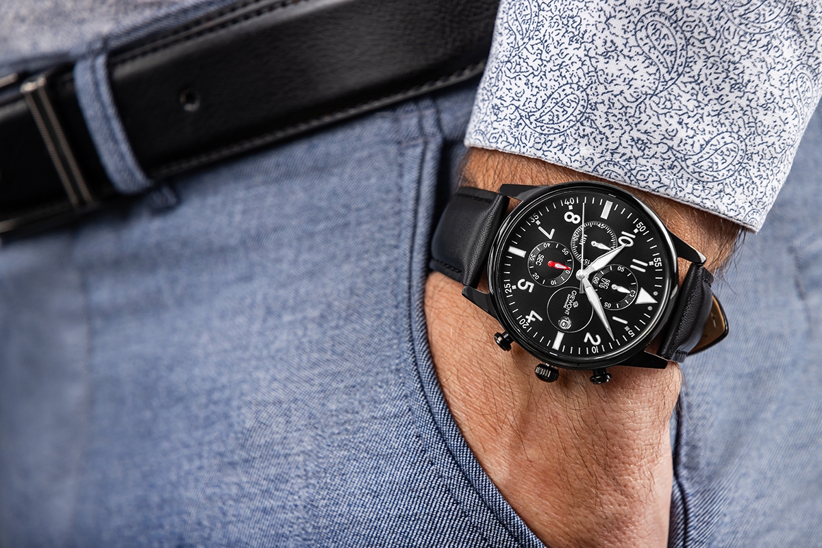 Zegarek Męski Giewont Chronograph Sapphire Czarny GW5630-A1 - obrazek 3