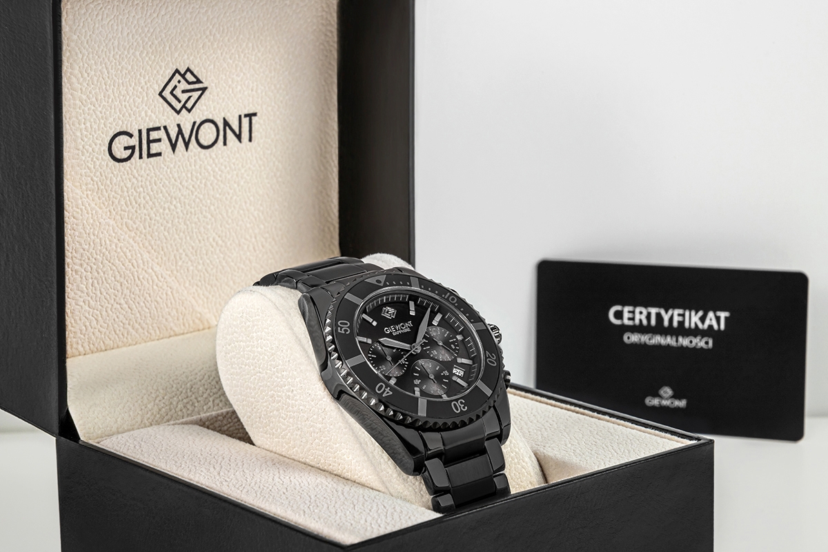 Zegarek Męski Giewont Chronograph Sapphire Czarno Tytanowy GW3970-B1 - obrazek 7