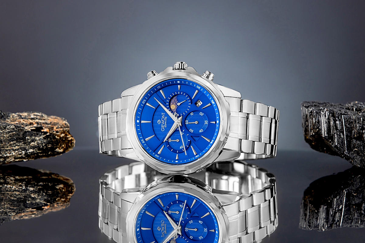 Zegarek Męski Giewont Chronograph Sapphire Srebrno Niebieski GW9460-B3 - obrazek 5