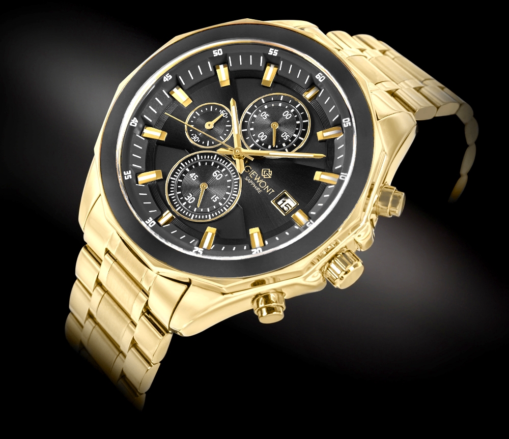 Zegarek Męski Giewont Chronograph Sapphire Złoto Czarny GW7290-B4 - obrazek 2